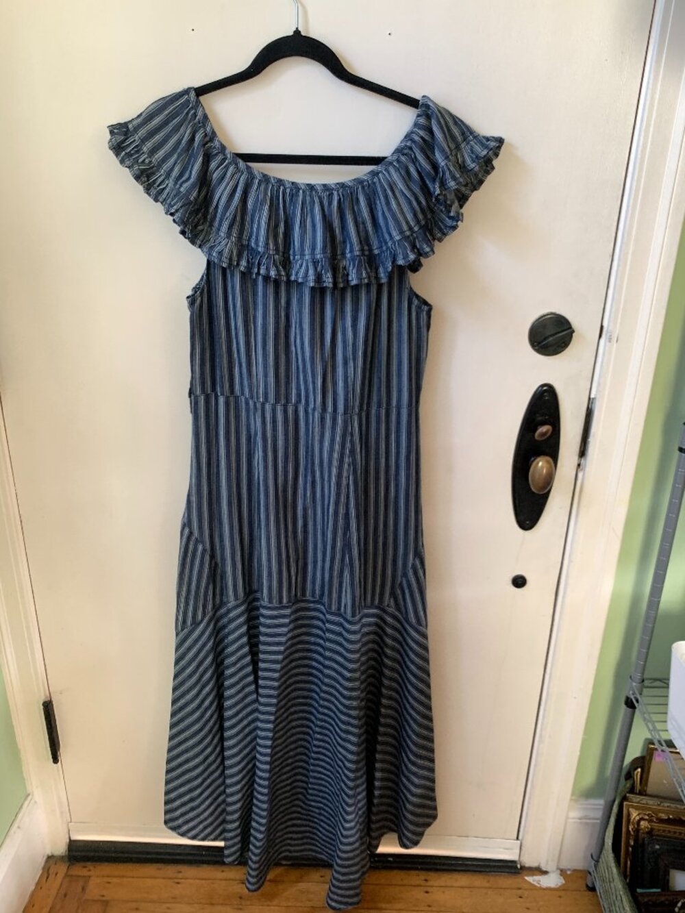 Current Air Blue & White Striped Chambray Dress